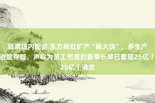 股票场内配资 东方雨虹扩产“画大饼”，多生产基地进度存疑，声称为员工兜底的董事长早已套现25亿｜清流