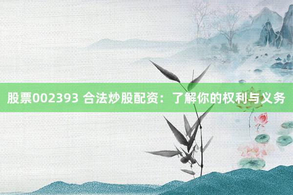 股票002393 合法炒股配资：了解你的权利与义务